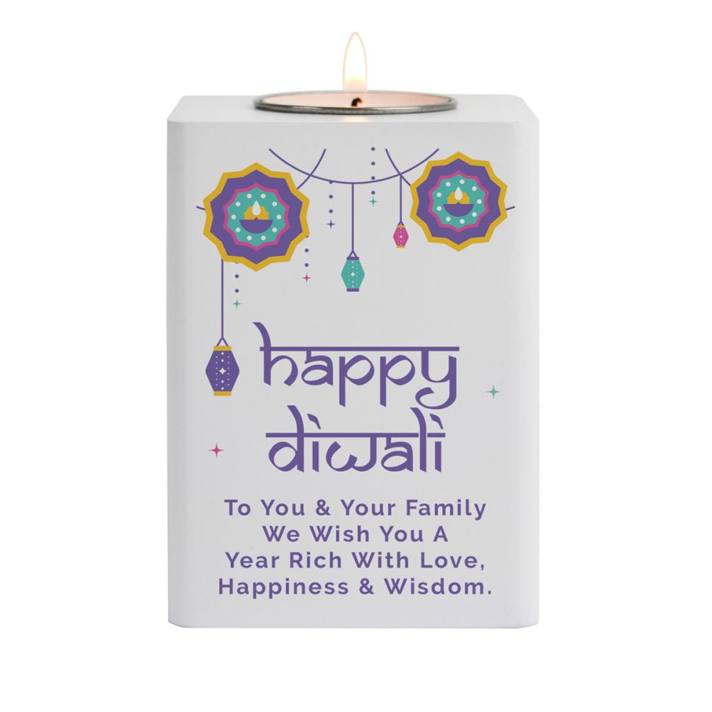 Personalised Diwali Wooden Tea Light Holder £13.49